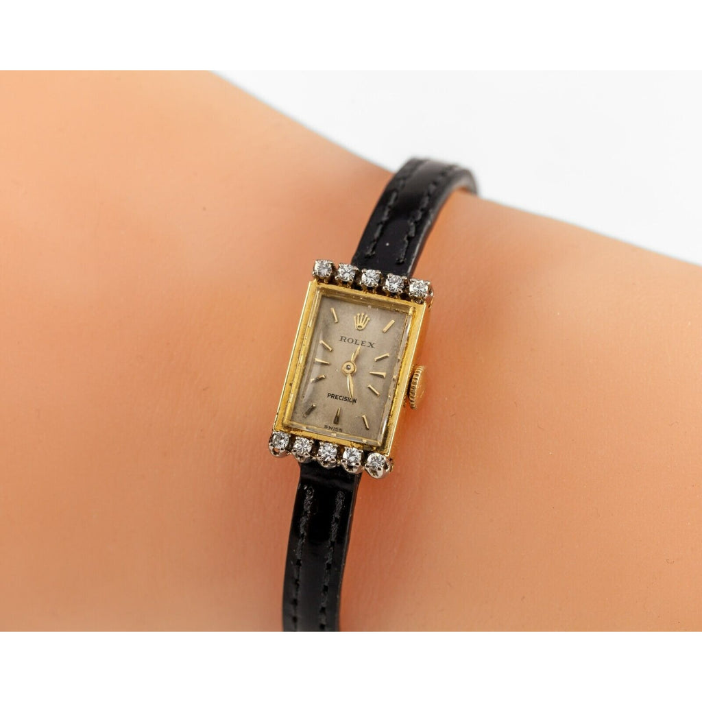 Rolex 18k Yellow Gold Women's Precision w/ Leather Band Gorgeous!