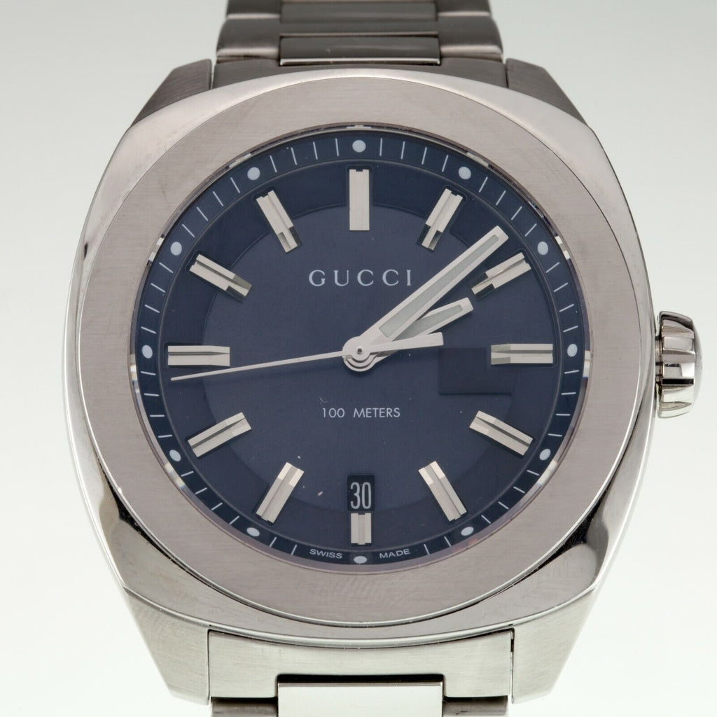 Gucci Men's Stainless Steel Quartz Watch w/ Satin Blue Dial and Date 142.2