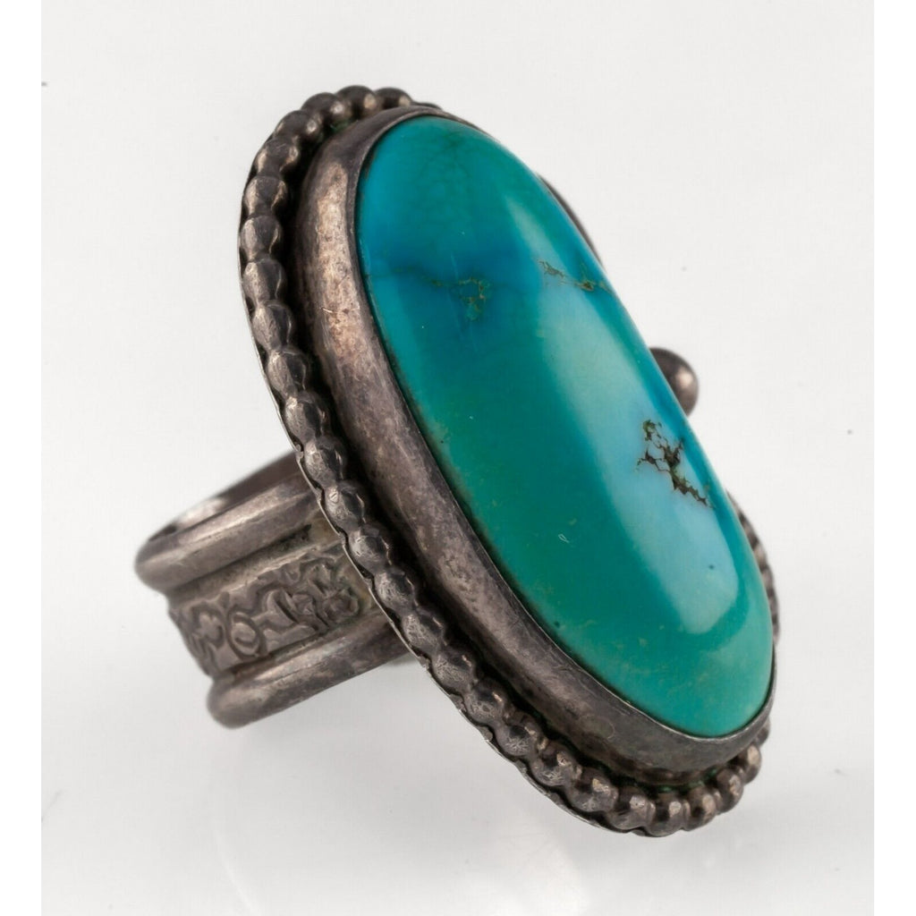 Sterling Silver Turquoise Navajo Ring Signed S Gimenez Size 7