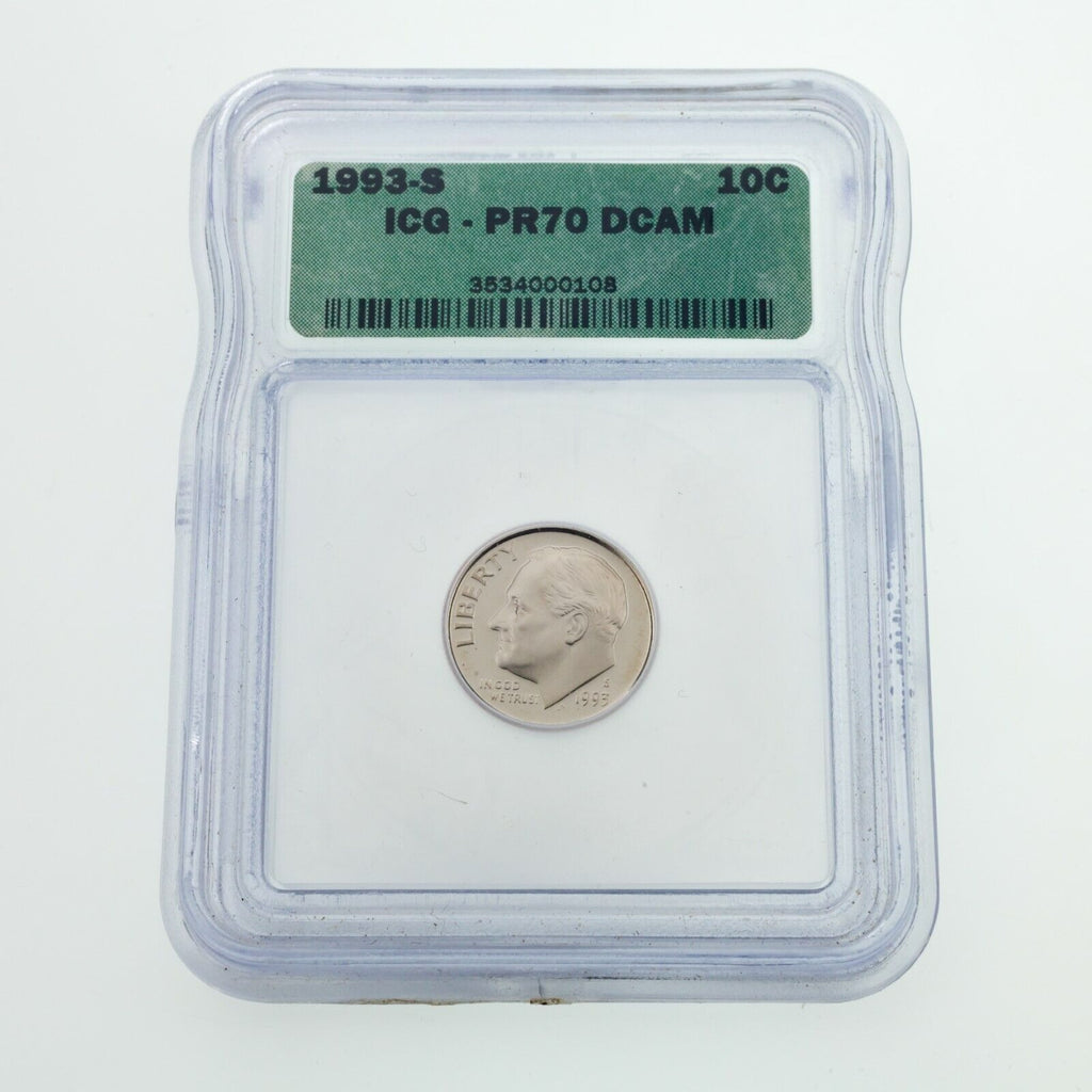 1993-C 10C Roosevelt Dime Clad Proof Graded by ICG as PR70 DCAM