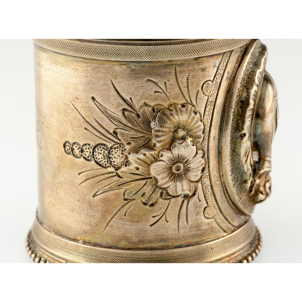 Silver Napkin Ring Holder With Flora Pattern & Trojan Praetorian Repousse