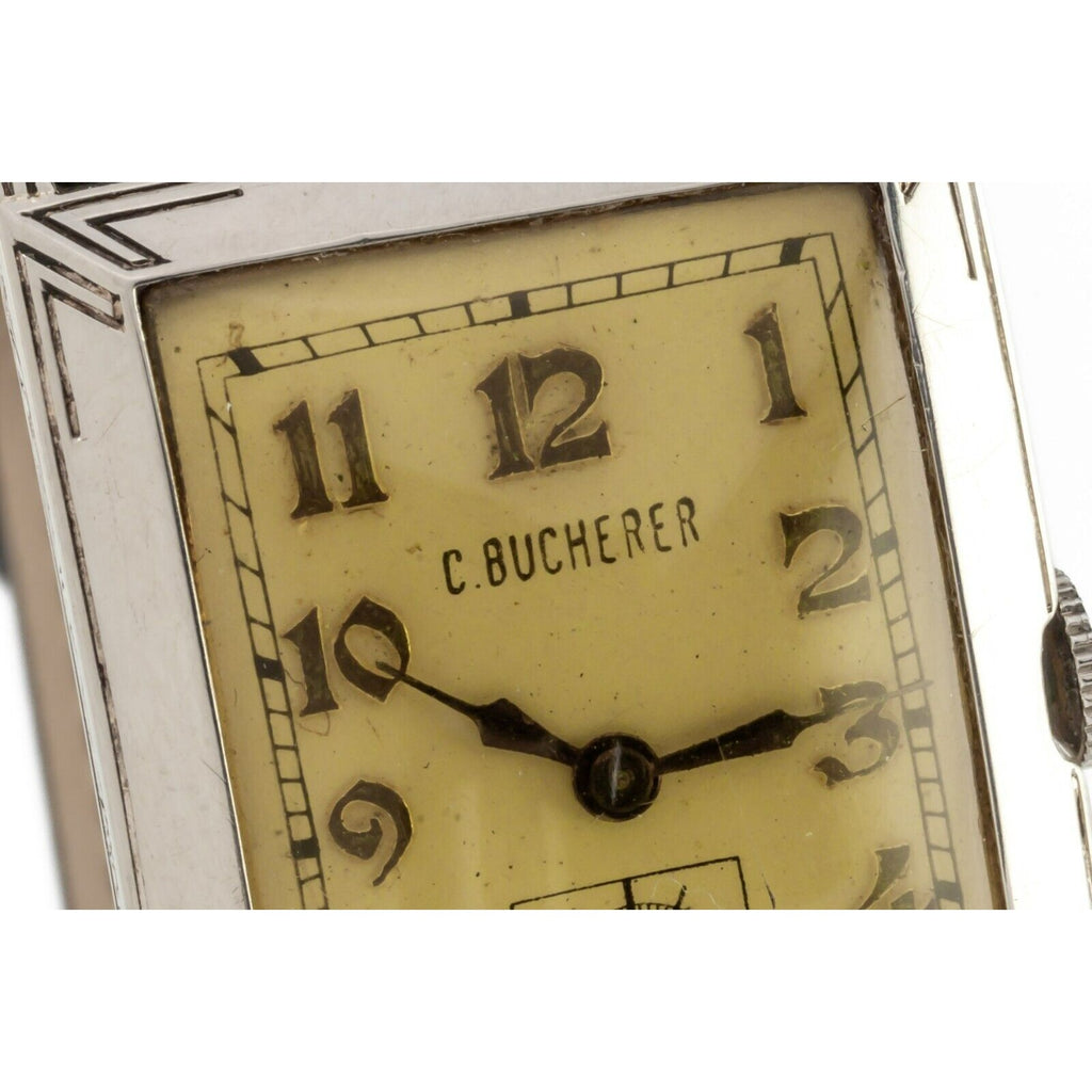 C. Bucherer 14k White Gold Antique Art Deco Hand-Winding Watch ETA 500