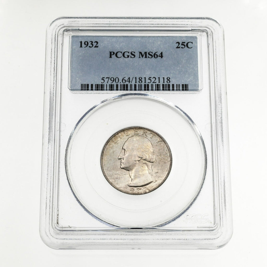 1932 25C Silver Washington Quarter Graded by PCGS as MS-64