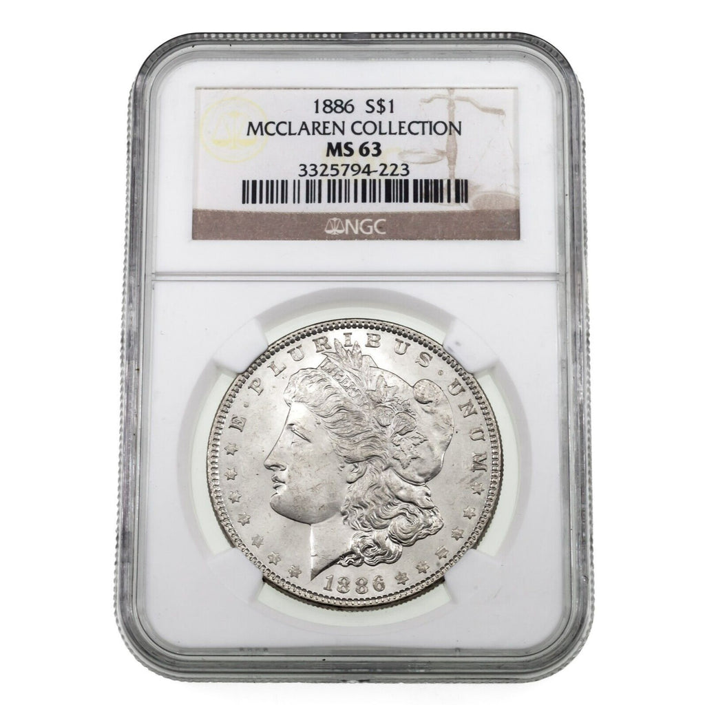 1886 $1 Silver Morgan Dollar Graded by NGC as MS-63 McClaren Collection
