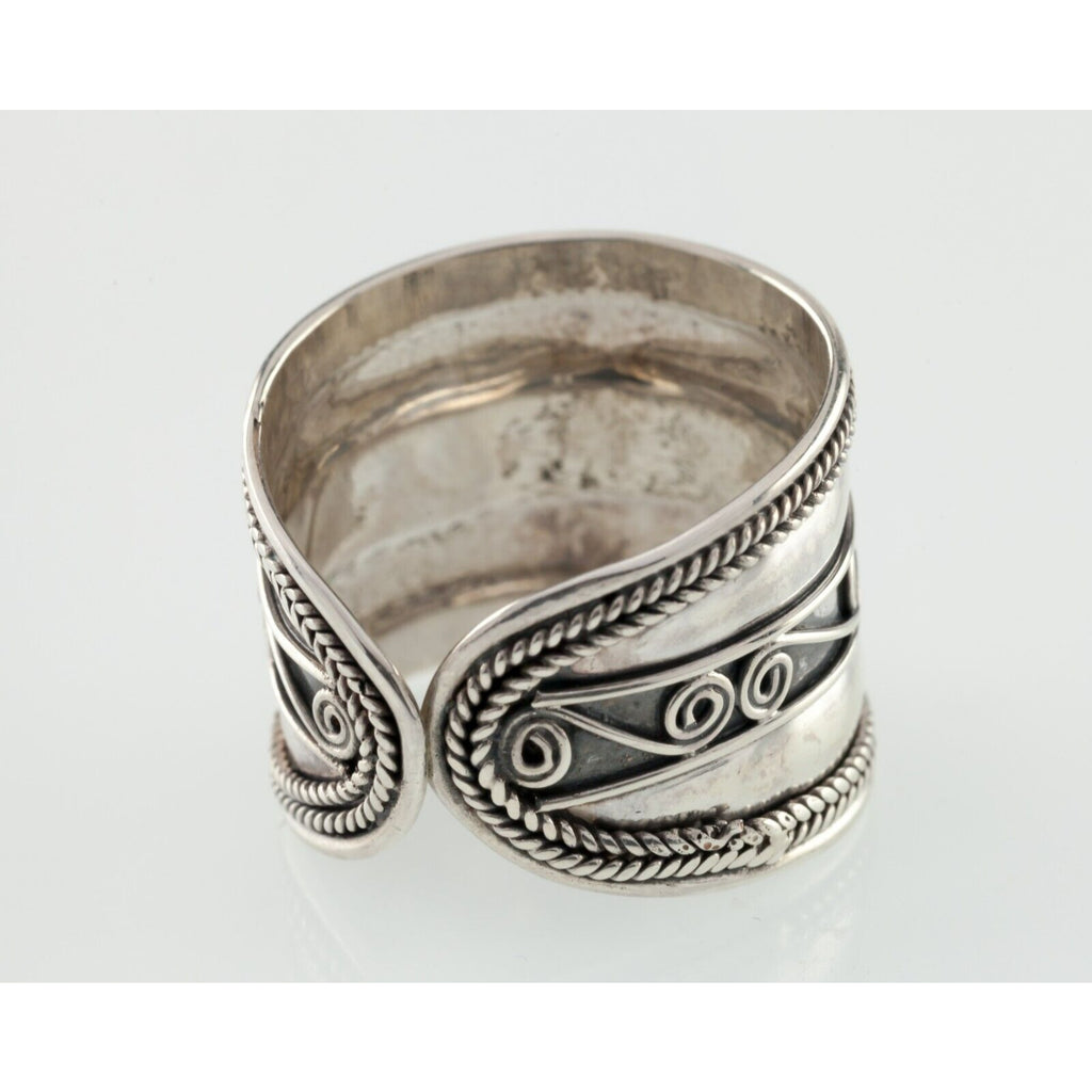 Bali Rope and Swirl Sterling Silver Band Ring Size 9 or larger