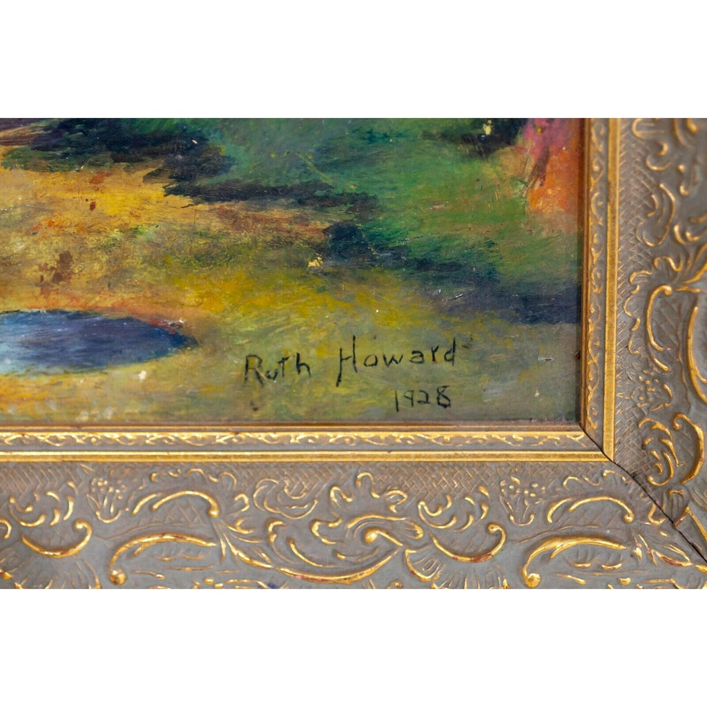 Gorgeous Untitled Forest Landscape by Ruth Howard Oil on Board Framed