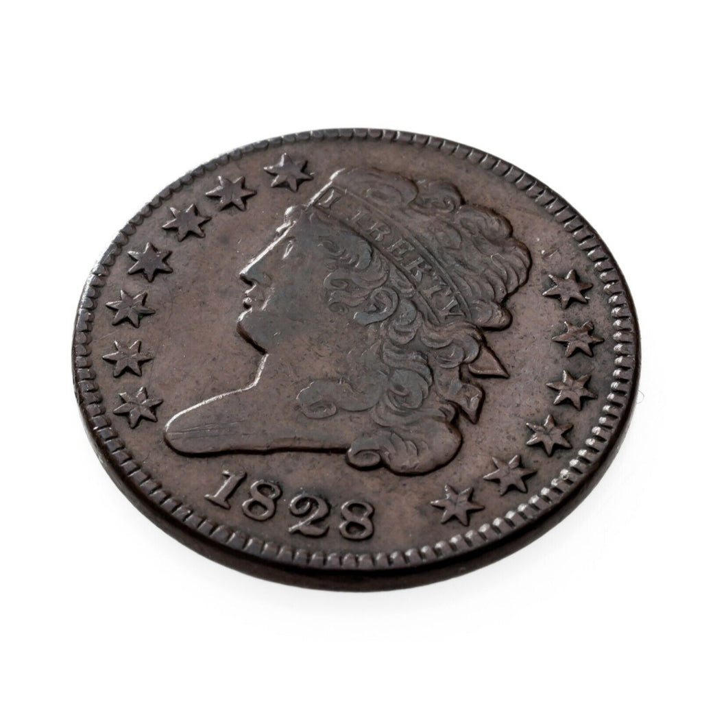 1828 13 Stars Half Cent in Very Fine VF Condition, Brown Color, Nice Detail!