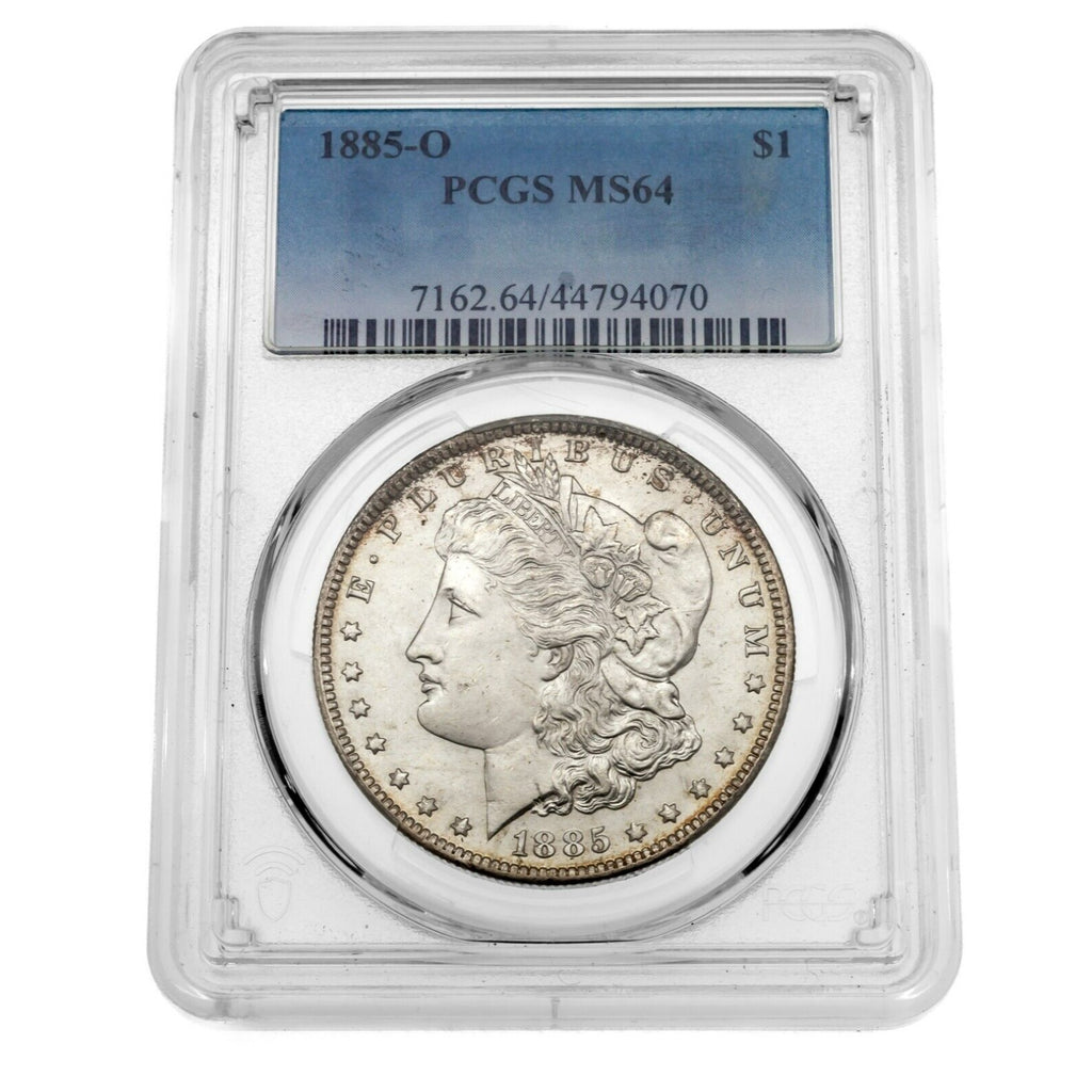 1885-O $1 Silver Morgan Dollar Graded by PCGS as MS-64