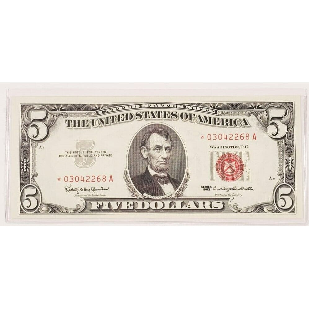 1963 $5 United States STAR Note FR 1536* Gem Uncirculated Condition