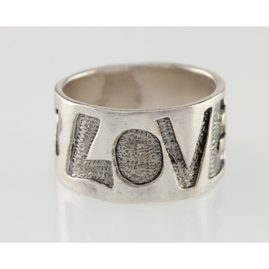 "LOVE" Sterling Silver Wide Band Ring Size 6.5
