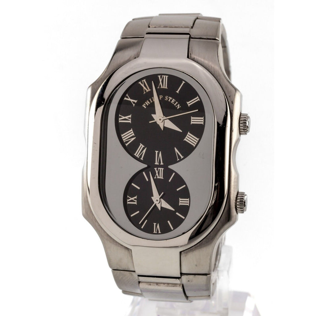 Two Dials Philip Stein Signature Men's Two-Dial Quartz Time Zone Watch Nice ...