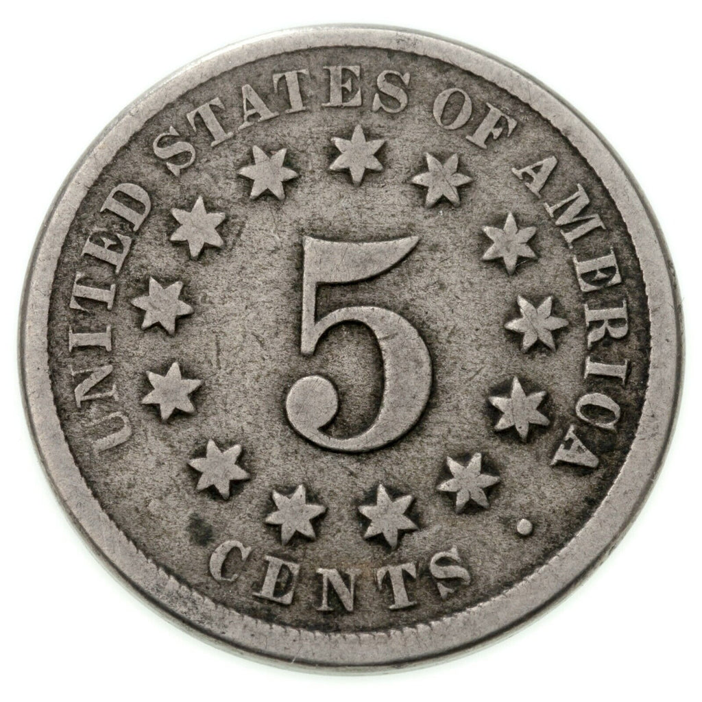 1872 Shield Nickel in Good Condition, Natural Color, Full Rims