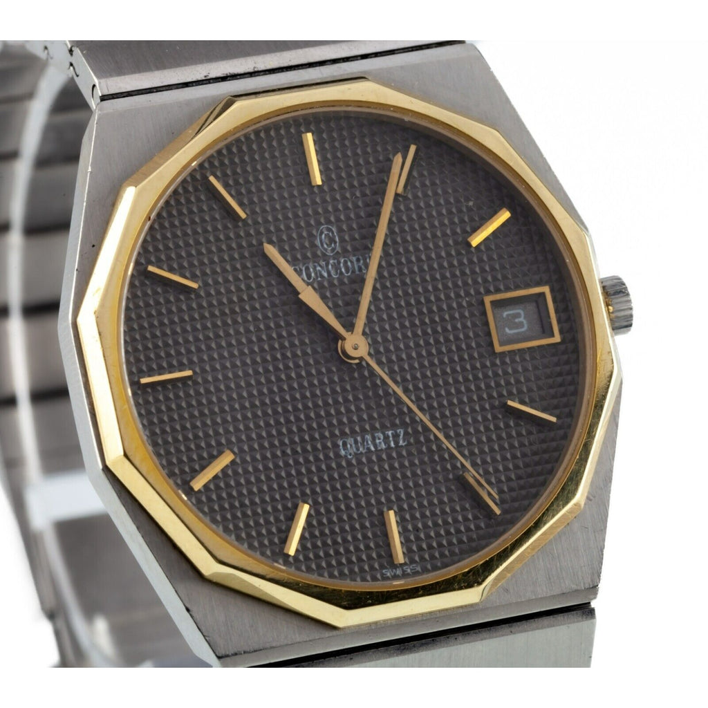 Concord Men's Round Stainless Steel Mariner SG Quartz Watch w/ Gold Bezel