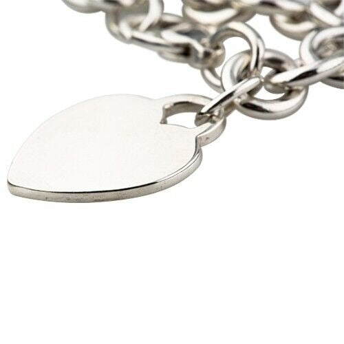 Tiffany & Co. Sterling Silver Blank Heart Tag Charm Bracelet 7.25"