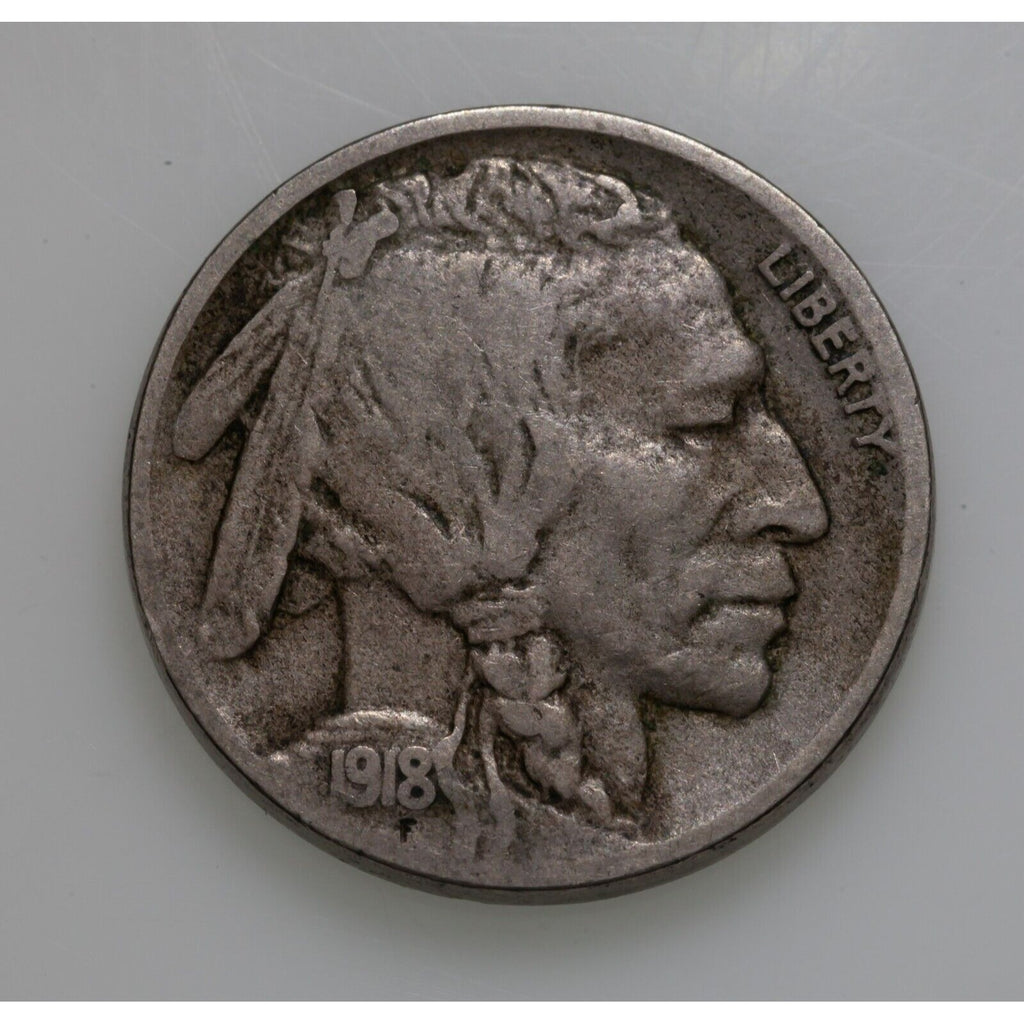 1918-D 5C Buffalo Nickel in Fine Condition, Natural Color