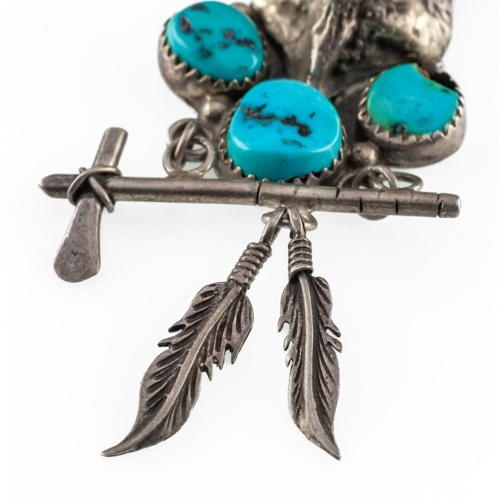 Amazing Wolf Pendant w/ Turquoise by Running Bear Set in Sterling Silver