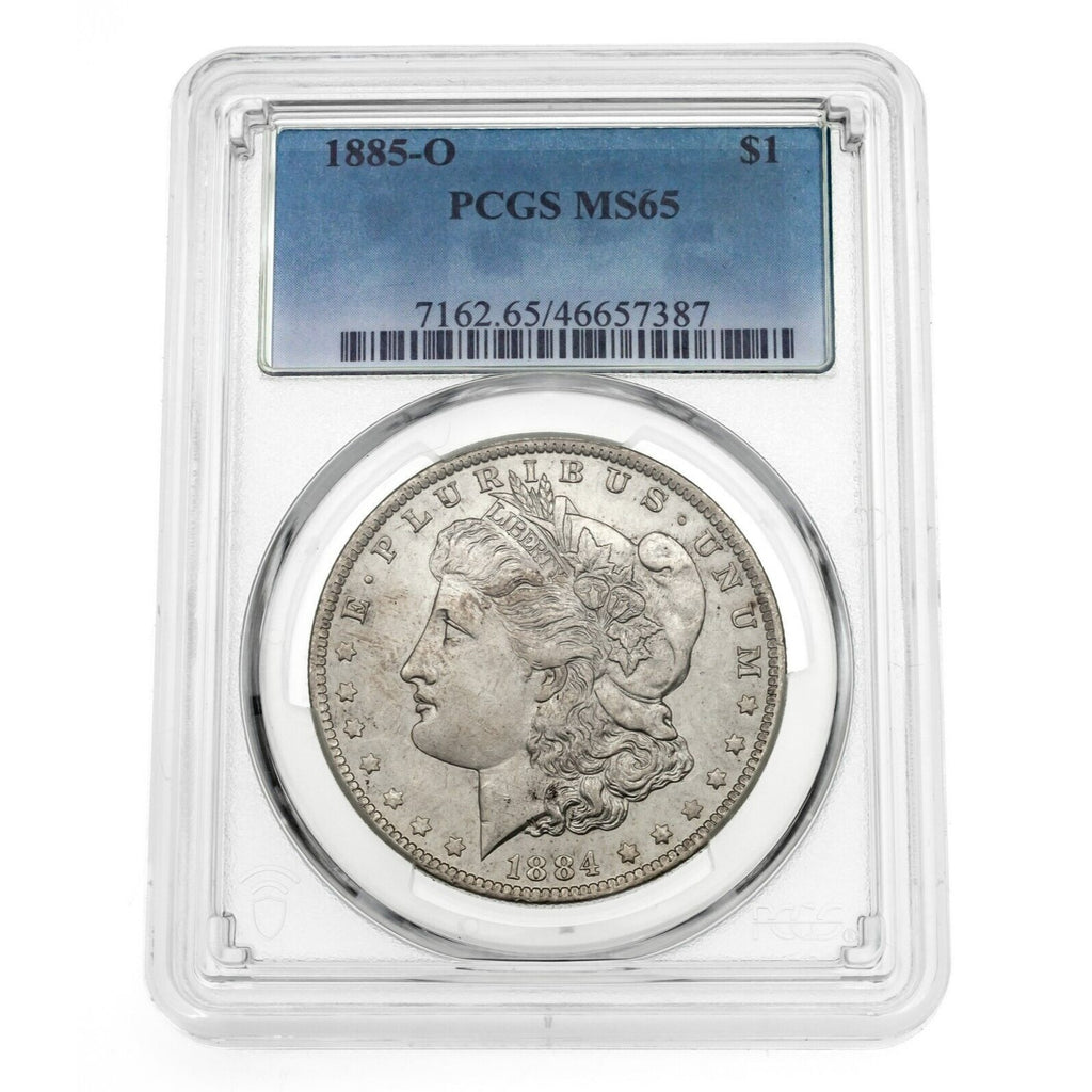 1885-O $1 Silver Morgan Dollar Graded by PCGS as MS-65