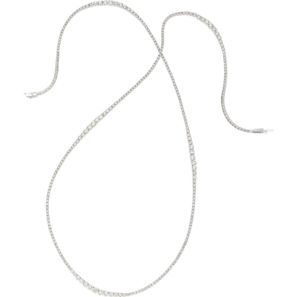 18k White Gold Undulating Graduated Diamond Tennis Necklace 32" 16.98 ct