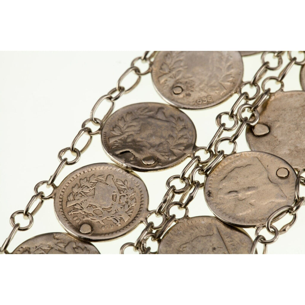 1890's Guatemala 1/2 Real Silver Coin (835) Necklace 32"