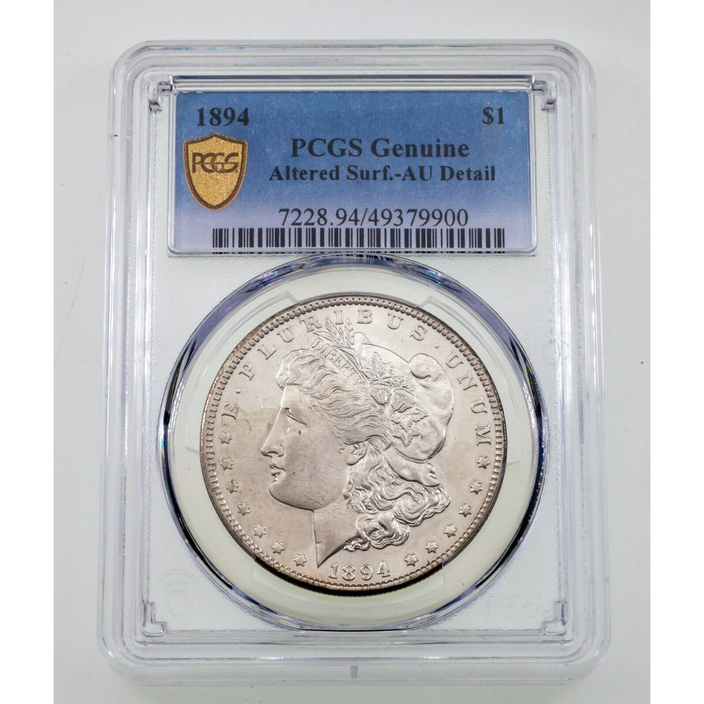 1894 $1 Silver Morgan Dollar Graded by PCGS as AU Details - Altered Surface