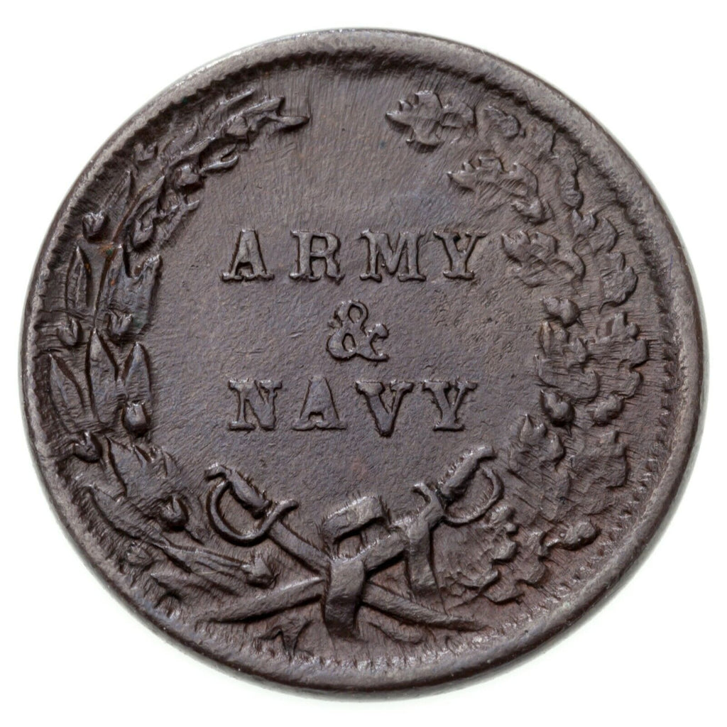 1863 Civil War Token ARMY & NAVY F-6c/314, AU Condition