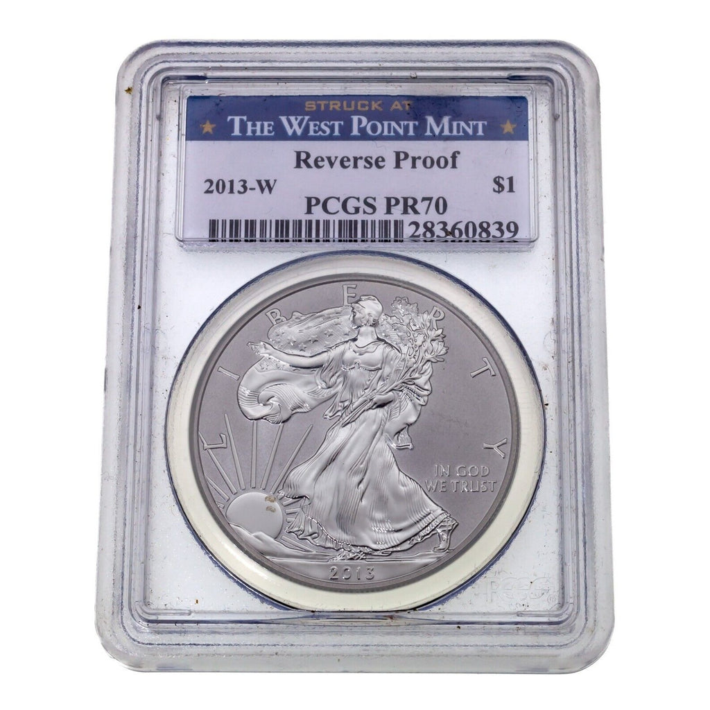 2013-W $1 Silver American Eagle Reverse Proof Graded by PCGS as PR70