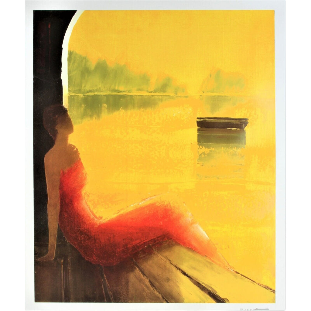 D’Or et de Reve (Yellow Red Woman) by Emile Bellet Signed Lithograph