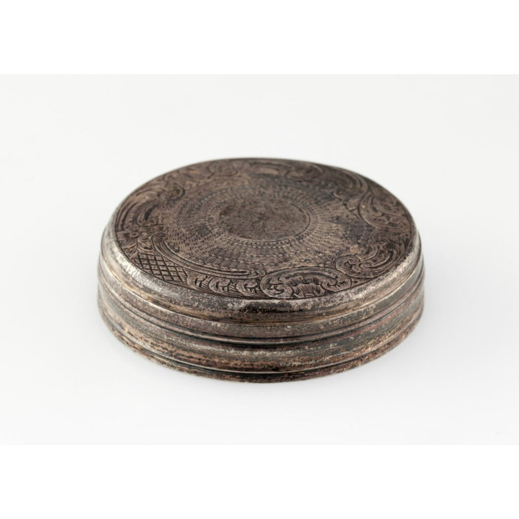 Silver Antique Miniature Compact and Tray