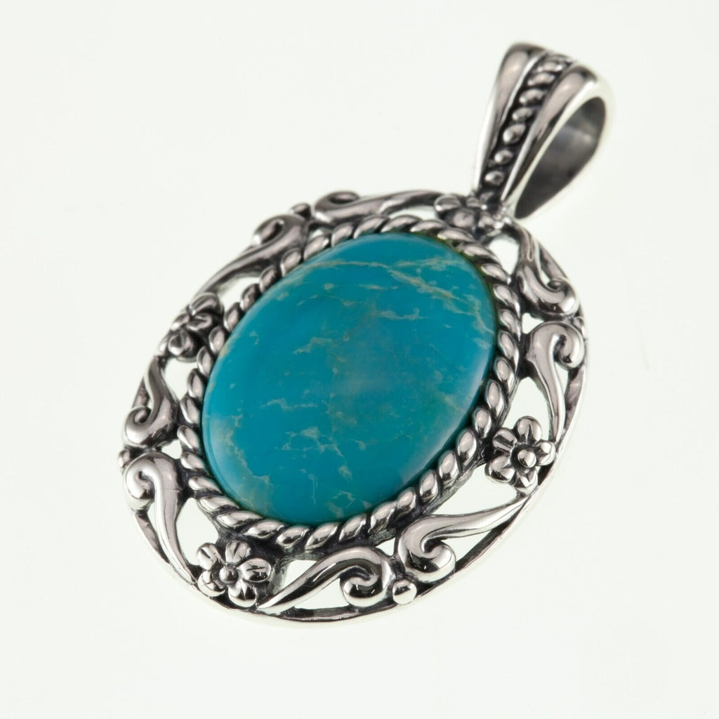 Carolyn Pollack Sterling Silver Oval Turquoise Pendant 7.2gr
