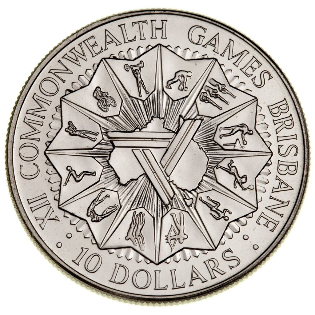 1982 Australia 10 Dollar Coin 2nd Portrait XII Commonwealth Games (w/Soft Case)