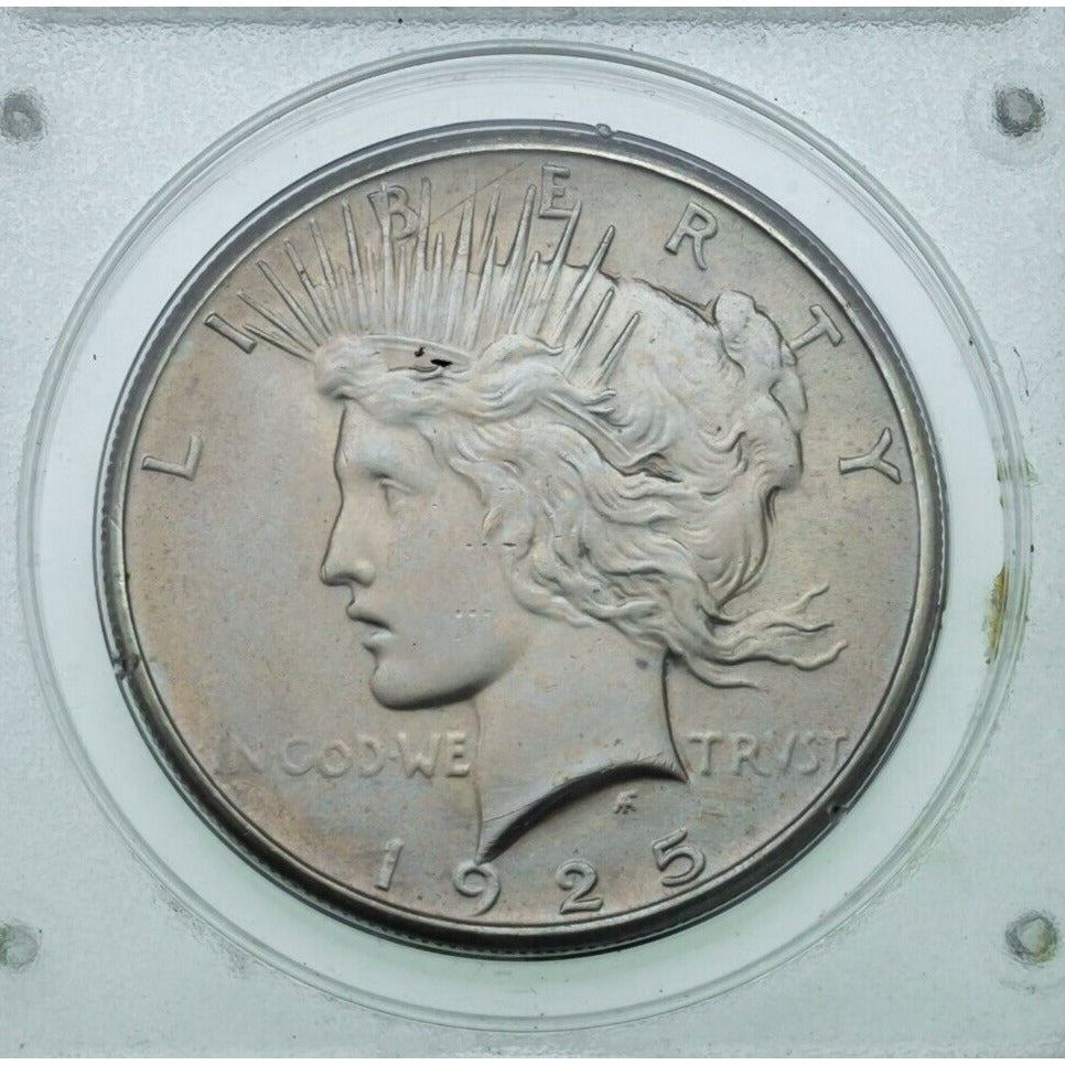 1925 $1 Silver Peace Dollar Graded by PCGS as MS64 Old Holder
