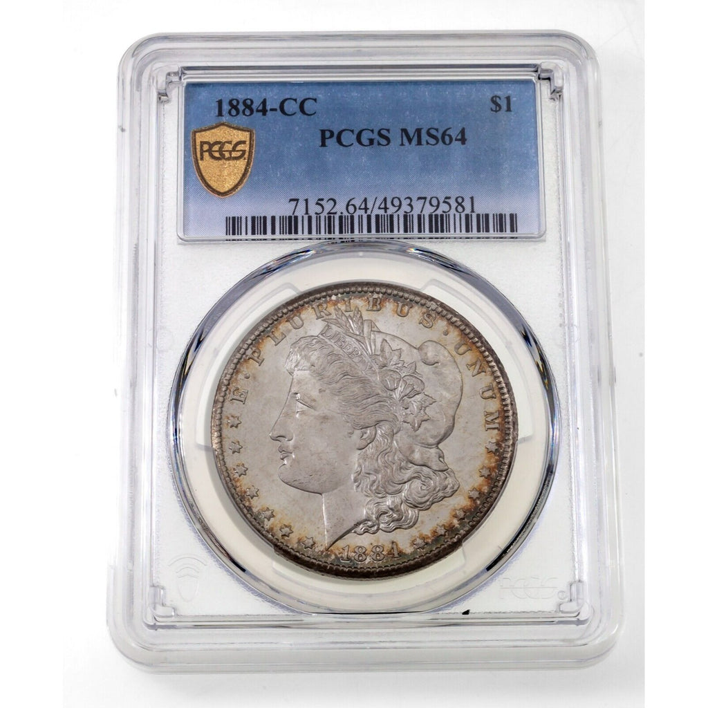 1884-CC $1 Silver Morgan Dollar Graded by PCGS as MS-64