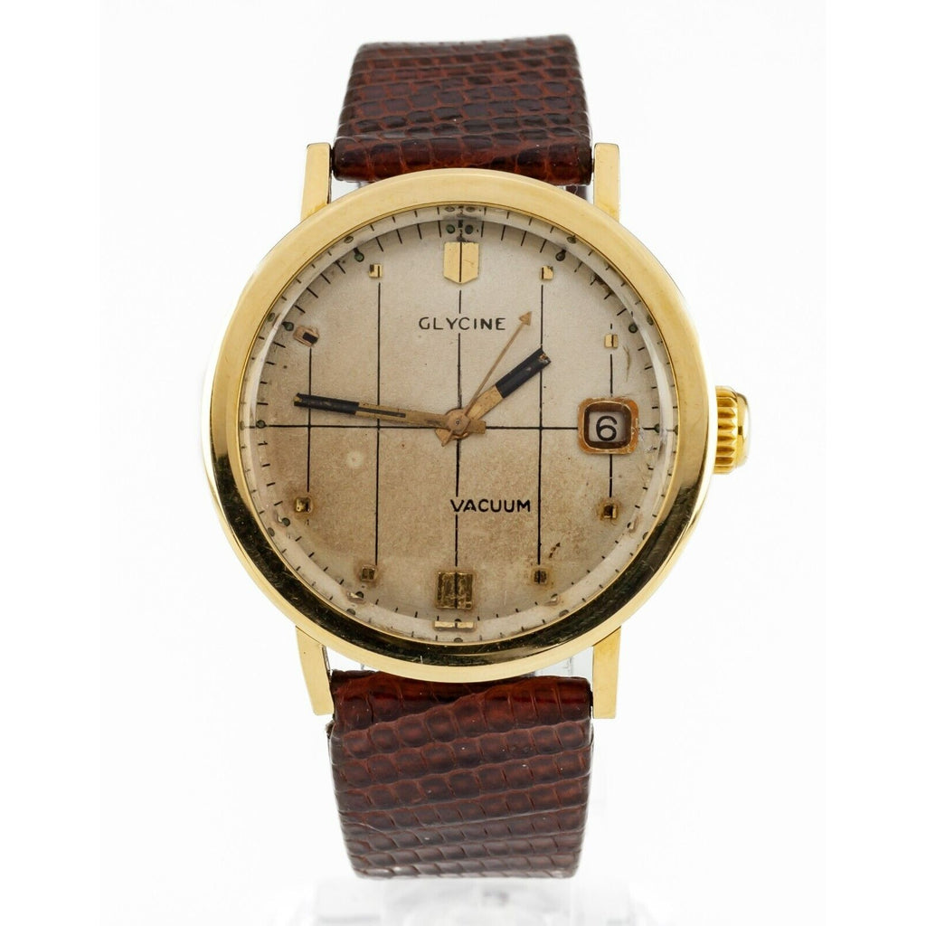 Glycine 18k Yellow Gold Men's Vintage Vacuum Automatic Watch 2472