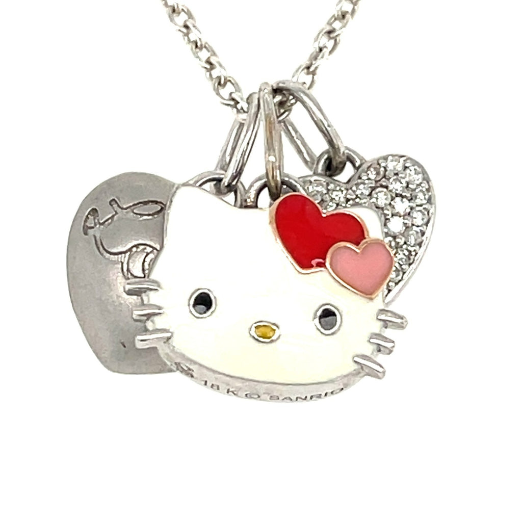 Kimora Lee Simmons Hello Kitty 18k White Gold & Sterling Silver Pendant Necklace, Length 16"
