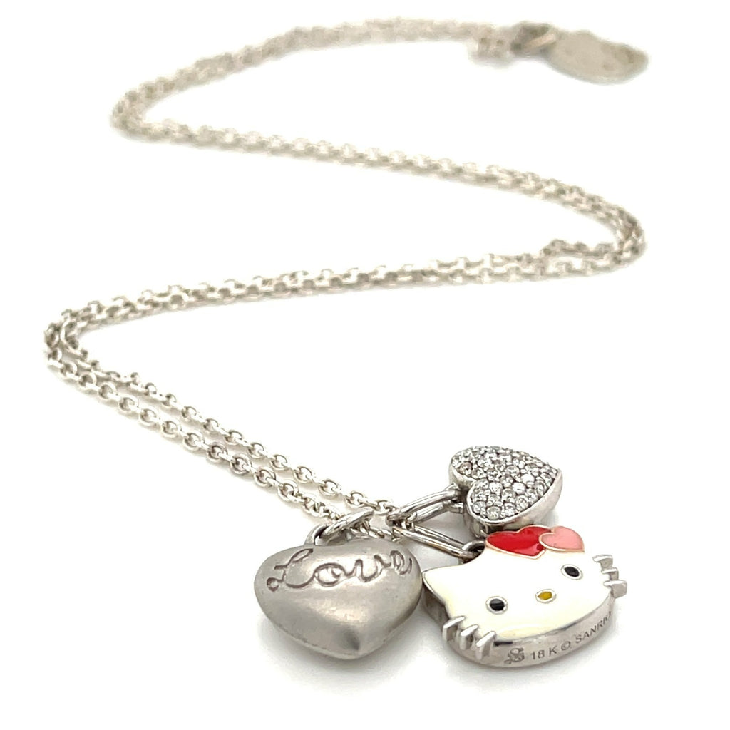 Kimora Lee Simmons Hello Kitty 18k White Gold & Sterling Silver Pendant Necklace, Length 16"