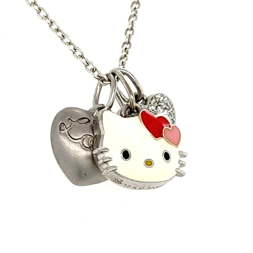 Kimora Lee Simmons Hello Kitty 18k White Gold & Sterling Silver Pendant Necklace, Length 16"