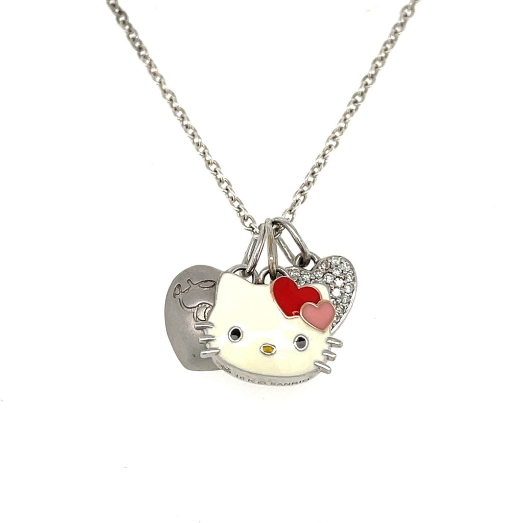 Kimora Lee Simmons Hello Kitty 18k White Gold & Sterling Silver Pendant Necklace, Length 16"