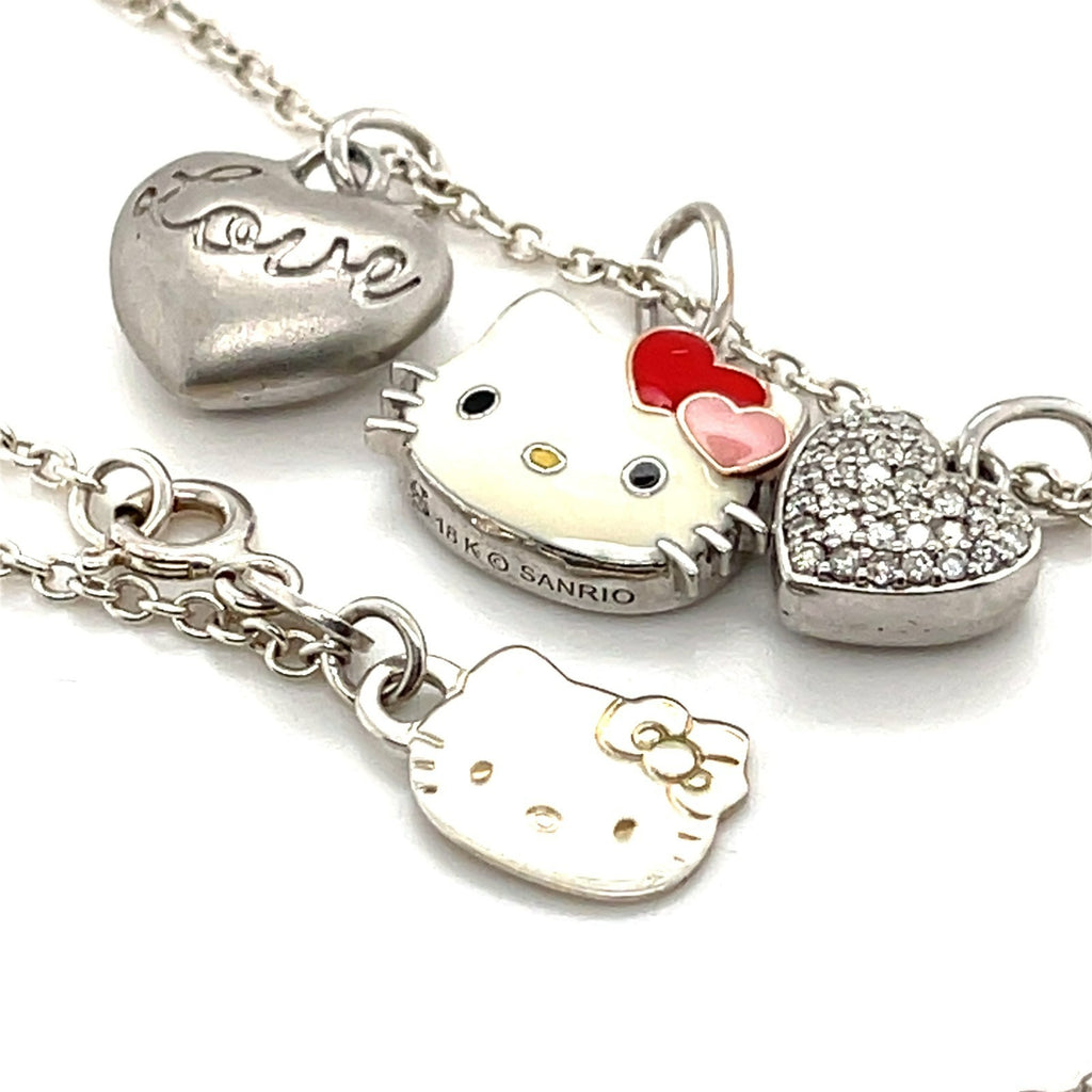 Kimora Lee Simmons Hello Kitty 18k White Gold & Sterling Silver Pendant Necklace, Length 16"