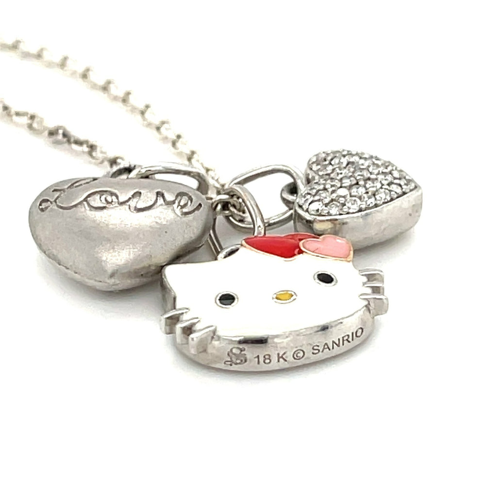 Kimora Lee Simmons Hello Kitty 18k White Gold & Sterling Silver Pendant Necklace, Length 16"