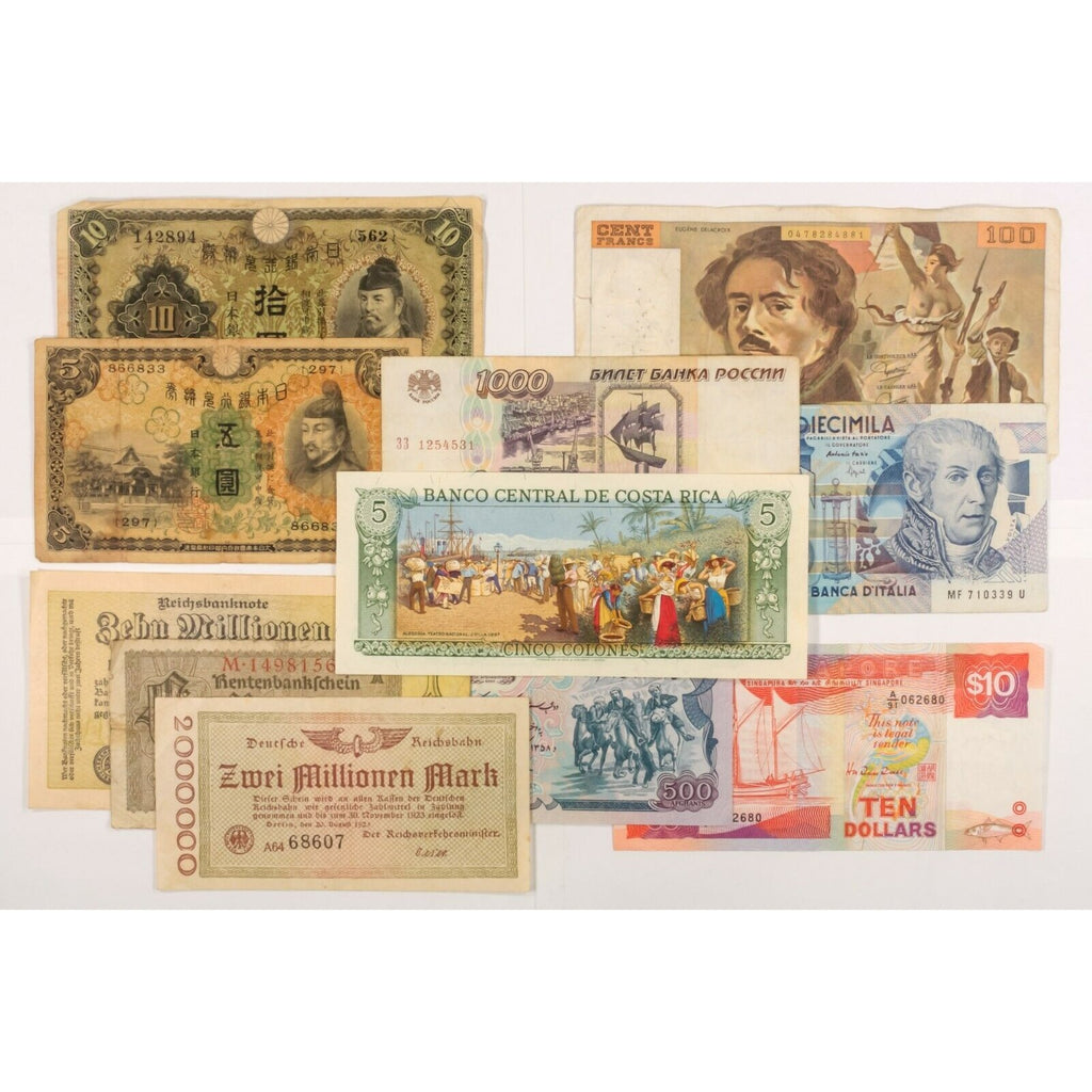 World Notes. Europe, Asia & Central America. 11 Note Lot.