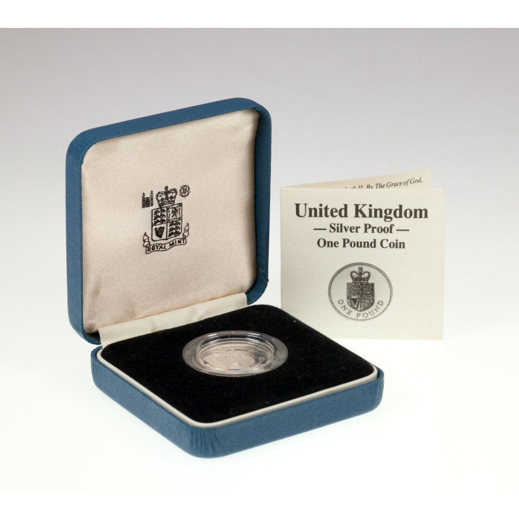 1988 Great Britain One Pound Two Coin Lot In Silver Proof & Piedfort w/ Cases