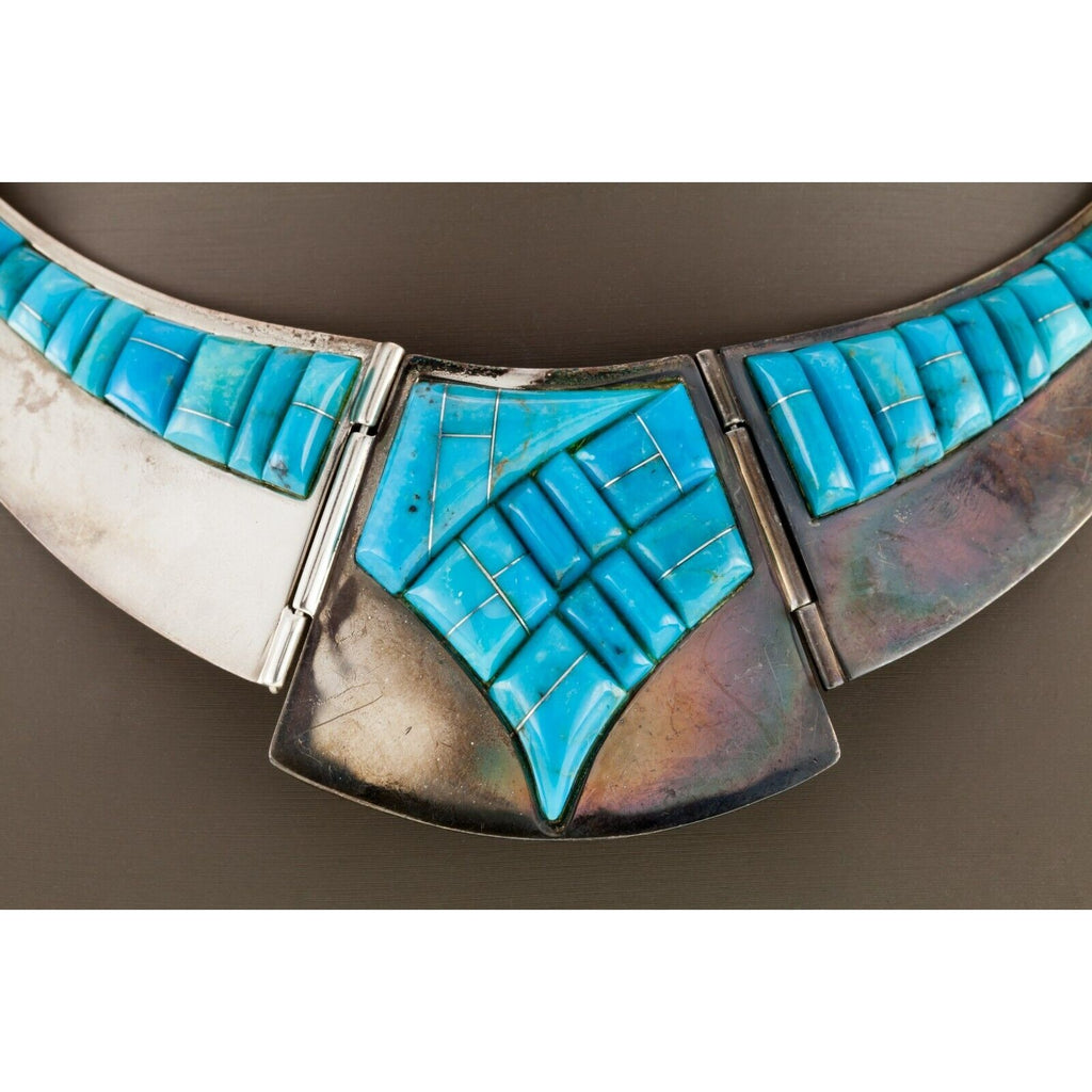 Jay King DTR Sterling Silver Turquoise Stone Inlay & Bead Necklace 105.2g