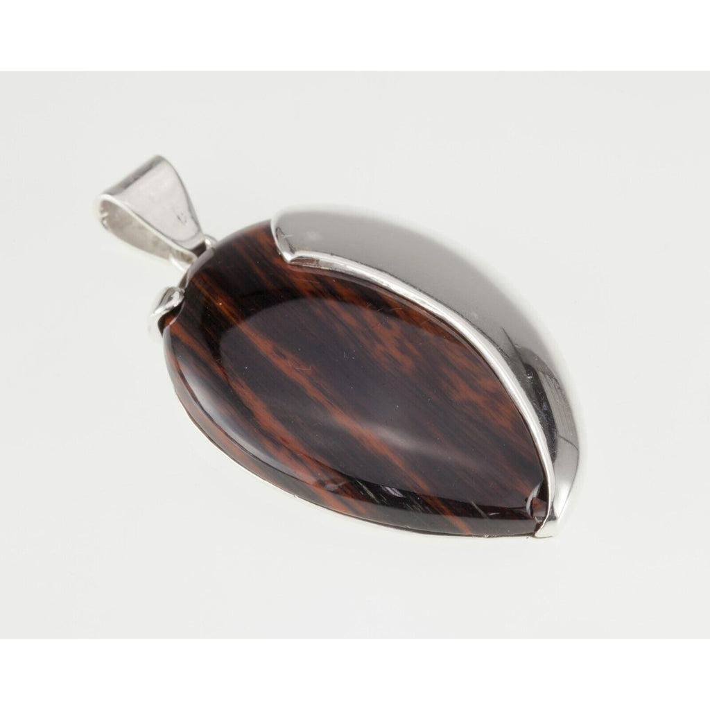 Gorgeous Petrified Wood Set in Sterling Silver Pendant 50mm Tall!