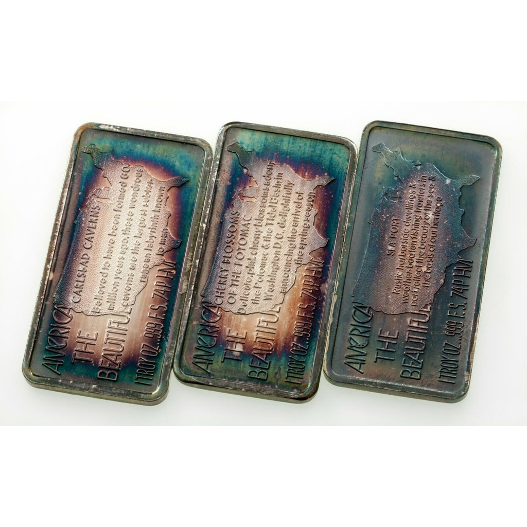1973 Hamilton Mint  1oz Silver Art Bars Lot of 3 Bars