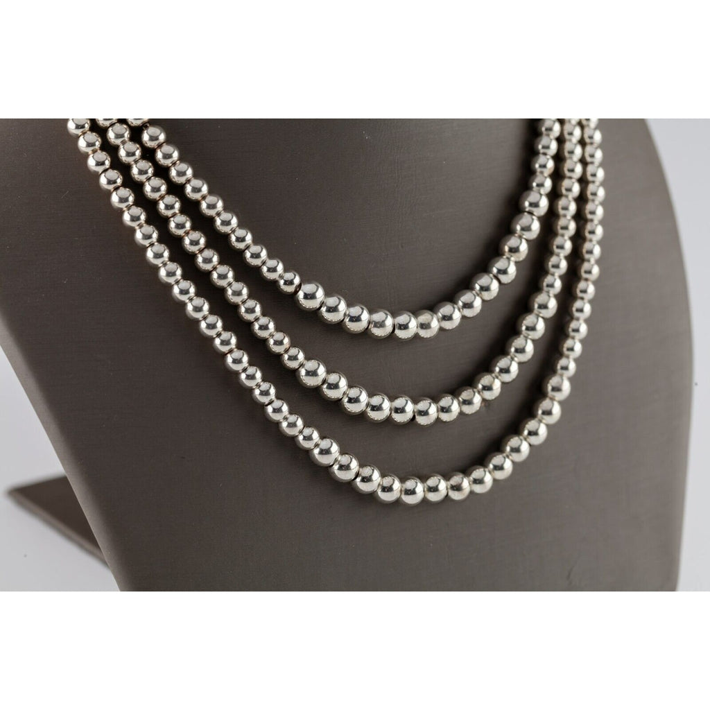 Sterling Silver Three Graduated Ball Chain Necklace 18"