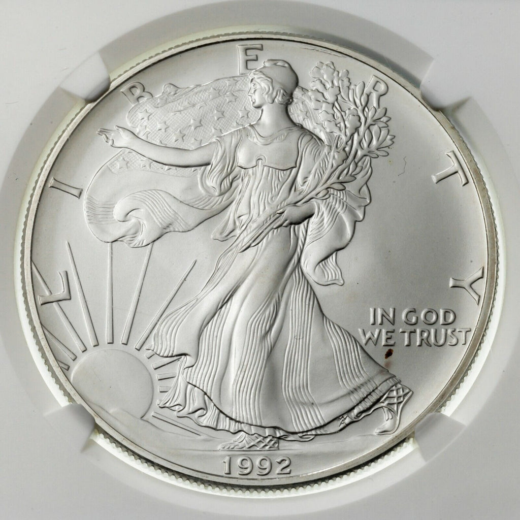 1992 $1 Silver American Eagle Graded by NGC as MS-69! Early Date!