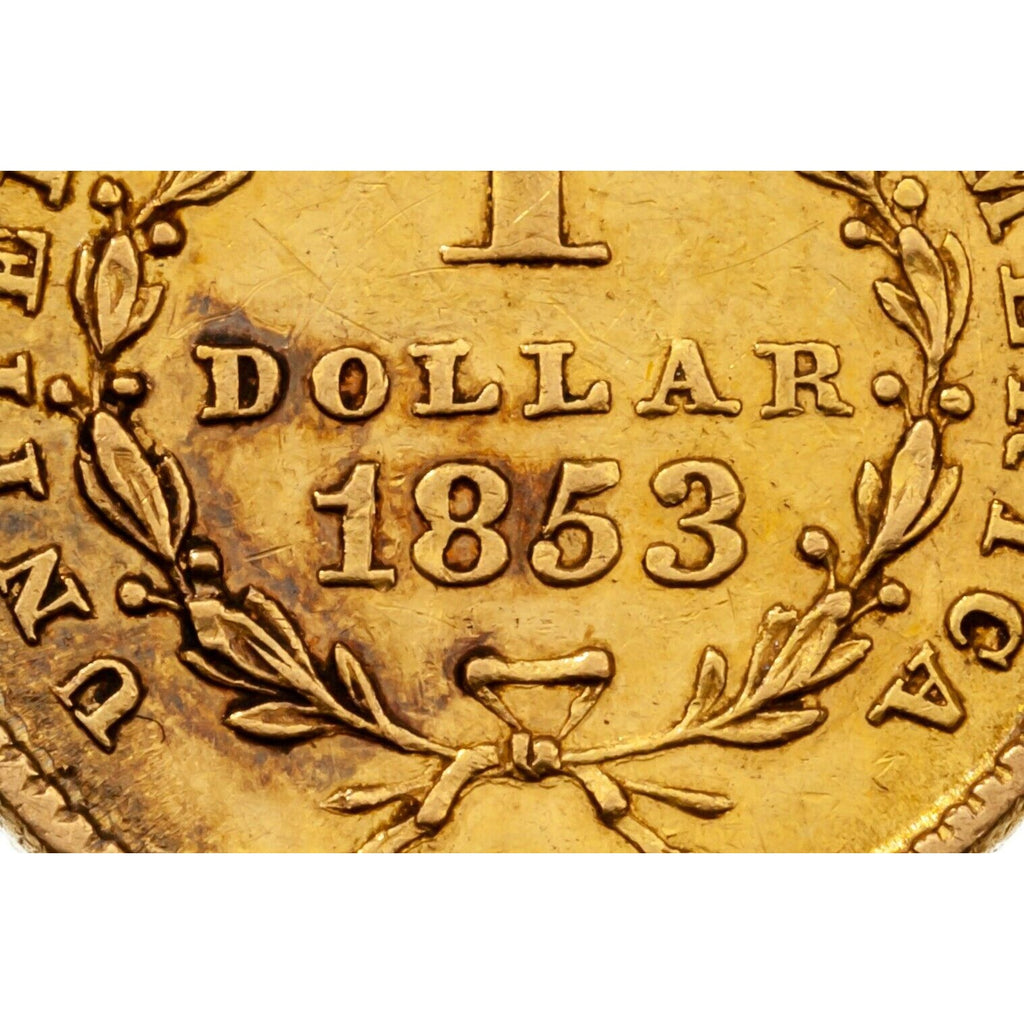 1853 $1 Gold Liberty in AU Condition! Great Early US Gold Dollar!