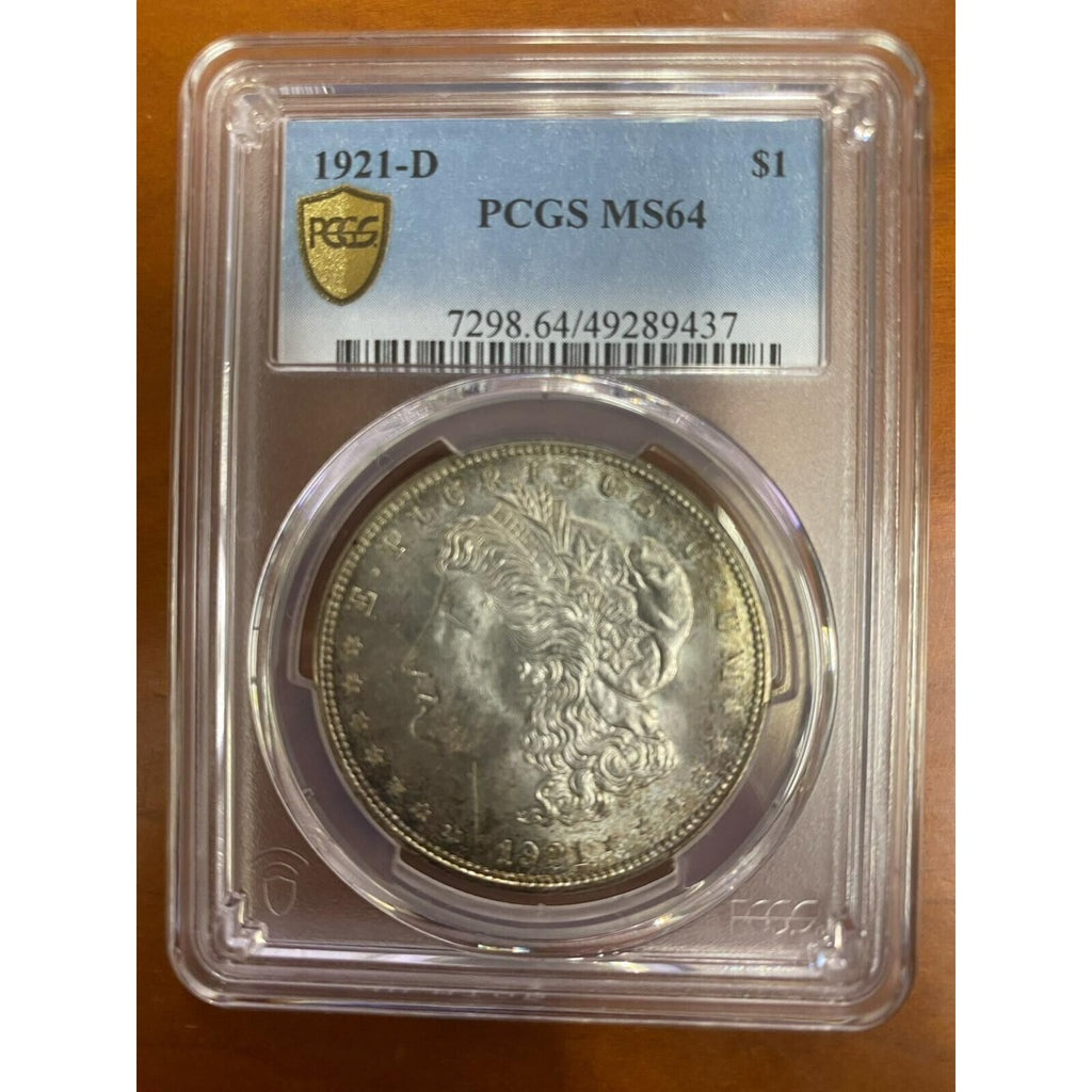 1921-D $1 Silver Morgan Dollar Graded by PCGS as MS-64