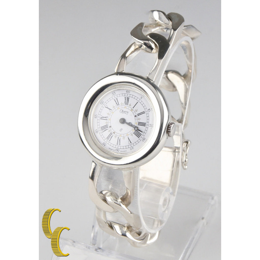 Obrey Solid Silver Women's Quartz Round Watch w/ Silver Link Band