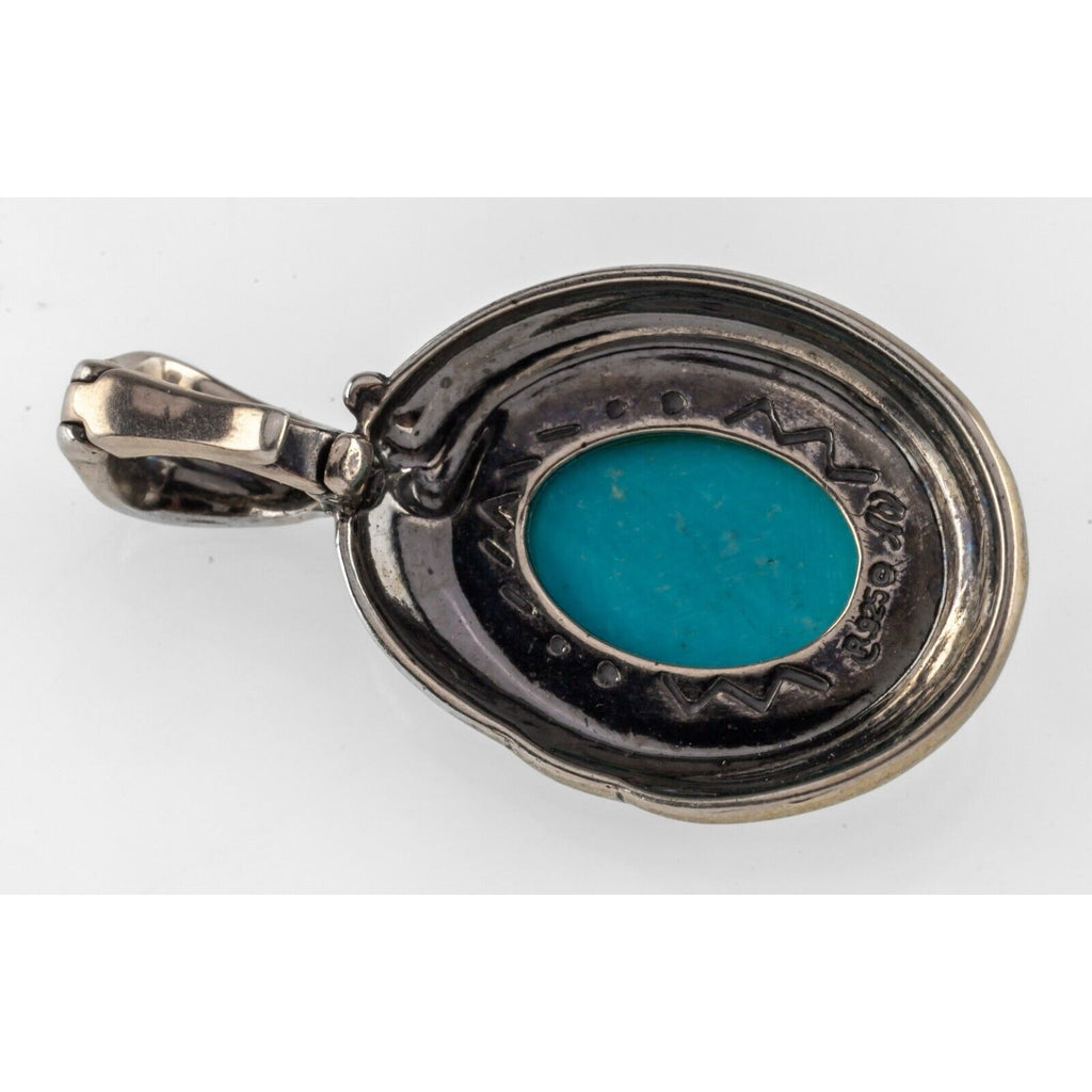 Carolyn Pollack Sterling Silver Oval Turquoise Pendant 43mm Long, 10gr